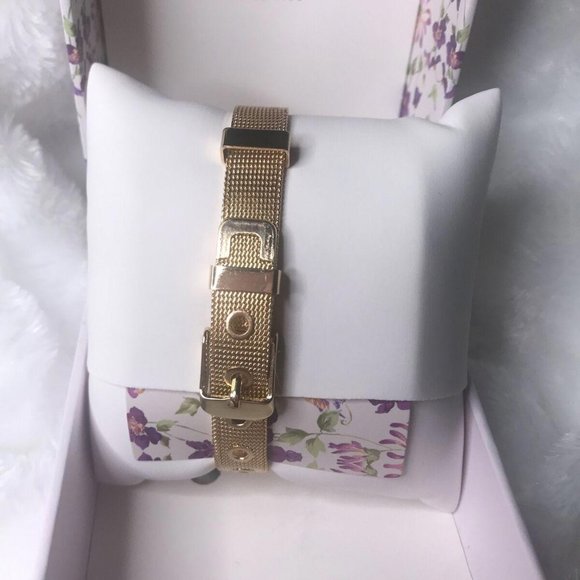 NWT Laura Ashley Mini Gold & Crystal Mesh Bracelet Watch - Picture 3 of 5
